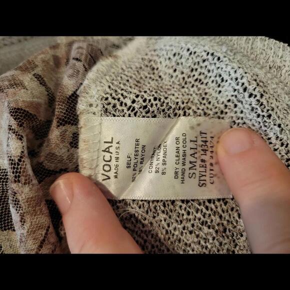 NWT Vocal grey & brown lace & bead embellishments tunic tank - Picture 5 of 5